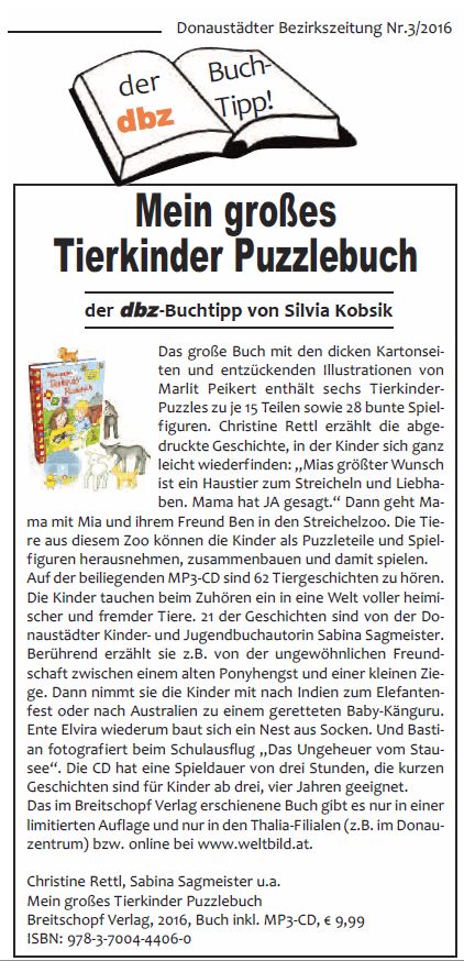 dbz Buchtipp 3-2016: Tierkinder Puzzlebuch