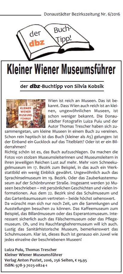 dbz 2016-06 Buchtipp Kleiner Wiener Museumsfuehrer